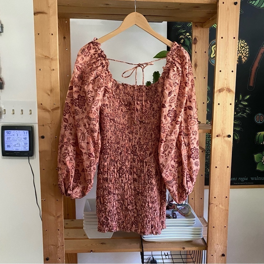 Free People Pink Floral Print Smock It To Me Mini Dress Small - Picture 7 of 16
